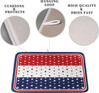 4th of July Dish Drying Mat for Kitchen Counter Patriotic Red White Blue Stars - Image 3