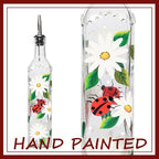 17oz Hand Painted Glass Olive Oil Bottle - 500ml Green Oil & Vinegar Cruet - - Image 2