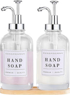 Glass Soap Dispenser with Pump, Countertop Soap and Lotion Dispenser Set of 2 by POLLOCKDirect