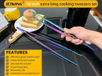 JETKONG 2 Pcs 16-Inch Stainless Steel Fine Tongs Extra Long Chopstick Tongs - Image 3