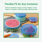 Silicone Stretch Lids – 6 Pack Reusable Food Covers, Flexible Silicone - Image 4