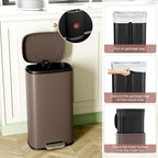Arlopu 8 Gallon Step Trash Can, Stainless Steel Garbage Bin, Soft-Close Rubbish - Image 7