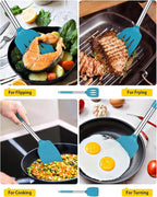 Pack of 2 Silicone Solid Turner, Non Stick Slotted Kitchen Spatulas, High Heat - Image 3