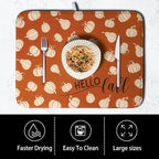 Hello Fall Drying Mat for Kitchen Counter Autumn Orange Pumpkin Dry Dish Mat - Image 4