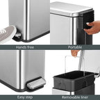 mDesign Slim Metal Rectangle 7.9 Gallon Trash Can - Image 5