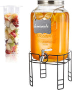 2 Gallon Drink Dispensers for Parties, 1 Pack Glass Beverage Dispenser by JOFUYU