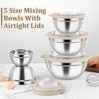 P&P CHEF Mixing Bowls with Visible Airtight Lids Set of 5, 10-Piece Stainless - Image 7