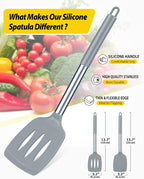 Pack of 2 Silicone Solid Turner, Non Stick Slotted Kitchen Spatulas, High Heat - Image 2