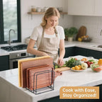 Cutting Board Organizer, Kitchen Cabinet Organizer, Divided Rack - Image 2