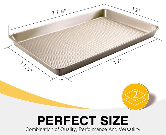 HONGBAKE 2 Pack Half Sheet Baking Pans, Non Stick Baking Sheet - Image 3