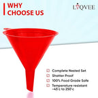 Funnel for Kitchen Use – Red Set in 4 Sizes | Durable, Non-Toxic Food Grade - Image 4