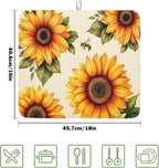 Spring Summer Dish Drying Mat 16x18 Inch Absorbent Reversible Sunflower Drying - Image 2