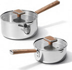 CAROTE1.5Qt & 3Qt Stainless Steel Saucepan Set, Triple Ply Stainless Steel Pot by CAROTE