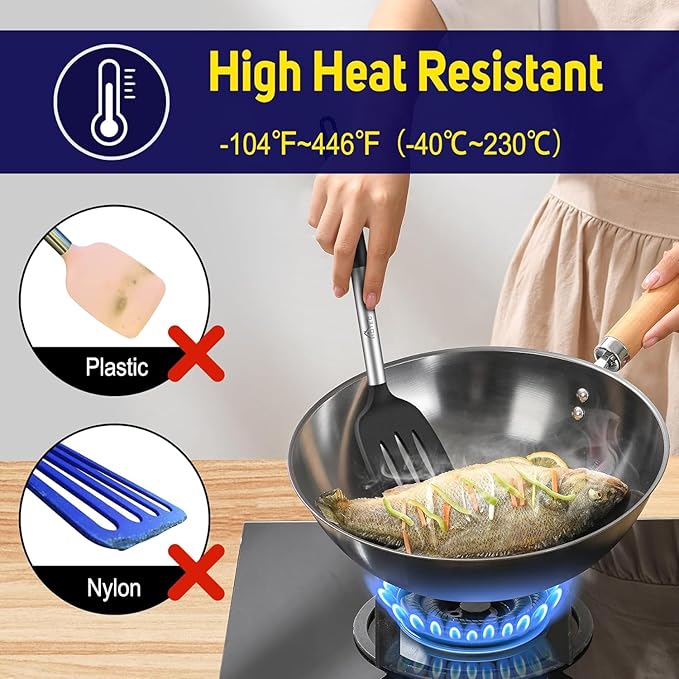 HOTEC Silicone Spatula Set of 2, High Heat-Resistant & BPA-Free Kitchen - Image 5