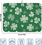 St Patrick's Day Dish Drying Mat 18 x 24 Inch Green Shamrock Dish Drainer Rack - Image 2