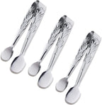 3PCS Mini Serving Tongs, 4Inch Rose Stainless Steel Sugar Cube Tongs, Sliver by Sunenlyst