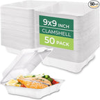 Freshware Compostable 9x9" Clamshell Take Out Food Containers by Freshware