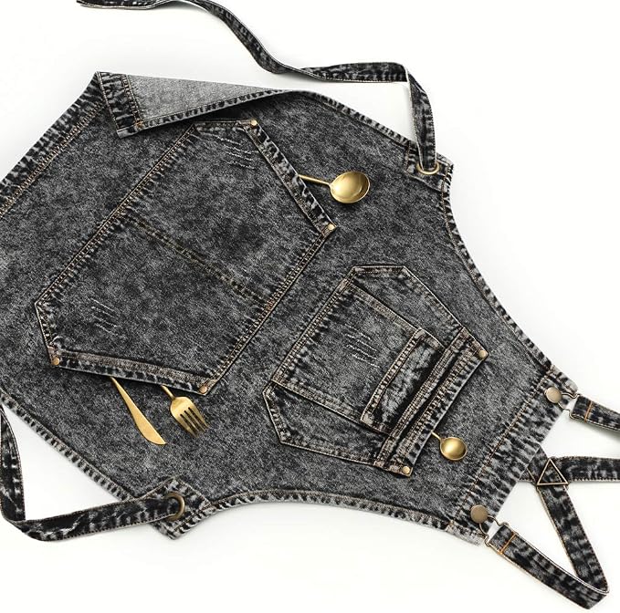 Jeanerlor - Cotton Denim Shop Black Tool Aprons - Jean Work Aprons - Image 5