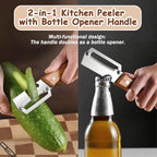 Premium Vegetable Peeler with Wooden Handle and Bottle Opener, Stainless Steel - Image 2