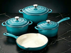 QuliMetal Enameled Cast Iron Cookware Set, 4-Piece Pots and Pans Set by QuliMetal