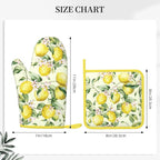 Lemon Silicone Oven Mitts Pan Mats Set of 2, Heat Resistant Gloves Potholder - Image 3