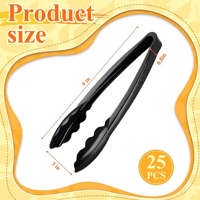 Tessco for you 25 Pcs Plastic Tongs for Serving Bulk, 9 Inch Plastic Disposable - Image 2