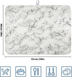 White Grey Marble Dish Drying Mat - Image 2