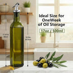 WERTIOO 4Pack Green Olive Oil Dispenser Bottle, 17 OZ Glass Oil Dispenser - Image 2