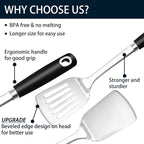 18/0 Stainless Steel Cooking Utensils Set, Heavy Duty Kitchen Utensils - Image 4