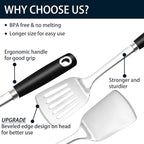 14-in Spatula Set, 18/0 Stianless Steel Heavy Duty Turner & Slotted Spatula - Image 3