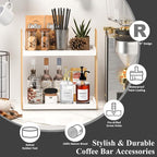 Coffee Bar Organizer for Countertop, 2 Tier Wooden Shelf for Coffeebar - Image 5