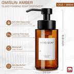 GMISUN Glass Foaming Soap Dispenser, 10 Fl oz / 300ml Amber Glass Soap Dispenser - Image 9