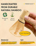 Bamboo Matcha Whisk Set with 2-pack 100% Natural Bamboo matcha Whisk, Tea Scoop - Image 3