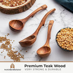 Wooden Ladle for Soup, 3 Size Teak Wood Ladle Spoon - Image 6