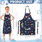 2 Pack Kids Apron, Cute Cooking Aprons, Waterproof Art Apron - Image 2