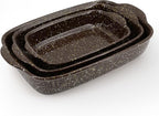 3-Pack Deep Rectangular Ceramic Baking Dishes, Heavy-Duty Oven-Safe Stoneware by Krokori