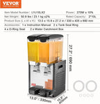 VEVOR Commercial Beverage Dispenser, 2 Tanks 10 L / 10.6 QT Per Tank Juice - Image 7