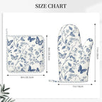 Oven Mitts and Pot Holders Butterfly Flower Vintage Blue Silicone Kitchen - Image 3