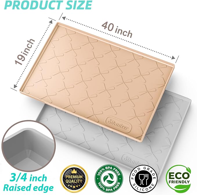 SIKADEER 40" x 19" Under Sink Mat Waterproof, Silicone Mat Kitchen Drawer Shelf - Image 3