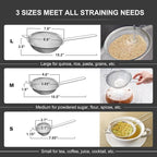 Walfos Fine Mesh Strainers Set, Premium Stainless Steel Colanders and Sifters - Image 2