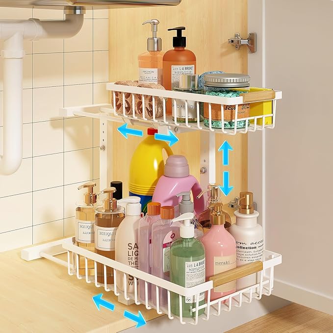 REALINN Under Sink Organizer, Height Adjustable Under Sink Organizers and by REALINN