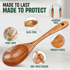 Bkiok Wooden Spoons for Cooking, Natural Teak Wood Kitchen Utensils Set for - Image 3