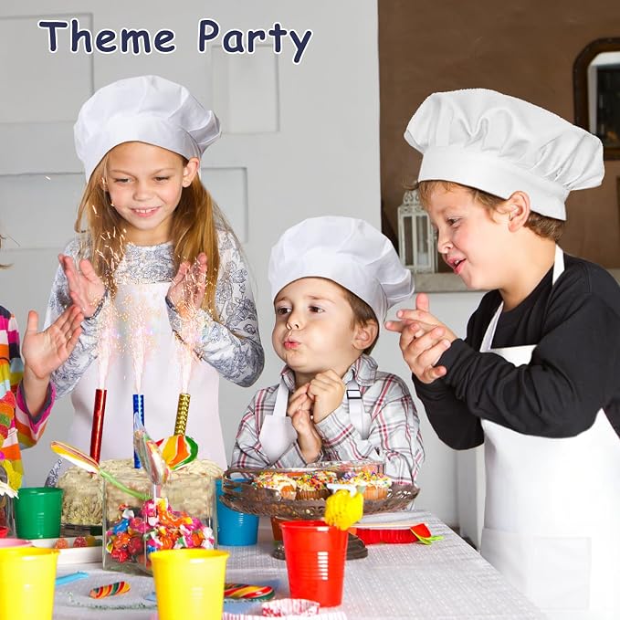 Kids Apron and Chef Hat Set, 24 Pieces Boys Girls Kids Apron - Image 6