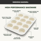 GreenPan Bakewell 12-Cup Muffin Pan, Healthy Ceramic Nonstick Bakeware - Image 3