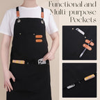 Chef Aprons for Men Women with Large Pockets, Cotton Canvas Water Repellent - Image 5