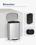 Garvee 13 gal / 50 L Stainless Steel Kitchen Trash Can - Image 2