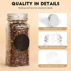 24Pcs Spice Jars with Label, 4oz Empty Square Seasoning Containers, Spice Jars - Image 3