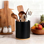 Wooden Utensil Holder, 360°Rotating 7.3'' Large Utensil Holder - Image 8