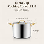 BEZIA 6 Quart Stainless Steel Stock Pot, 0-Coating Healthy Soup Pot - Image 7