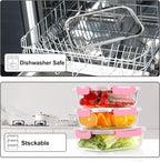VERONES 10Pack Glass Meal Prep Containers, Airtight Glass Lunch Containers - Image 5
